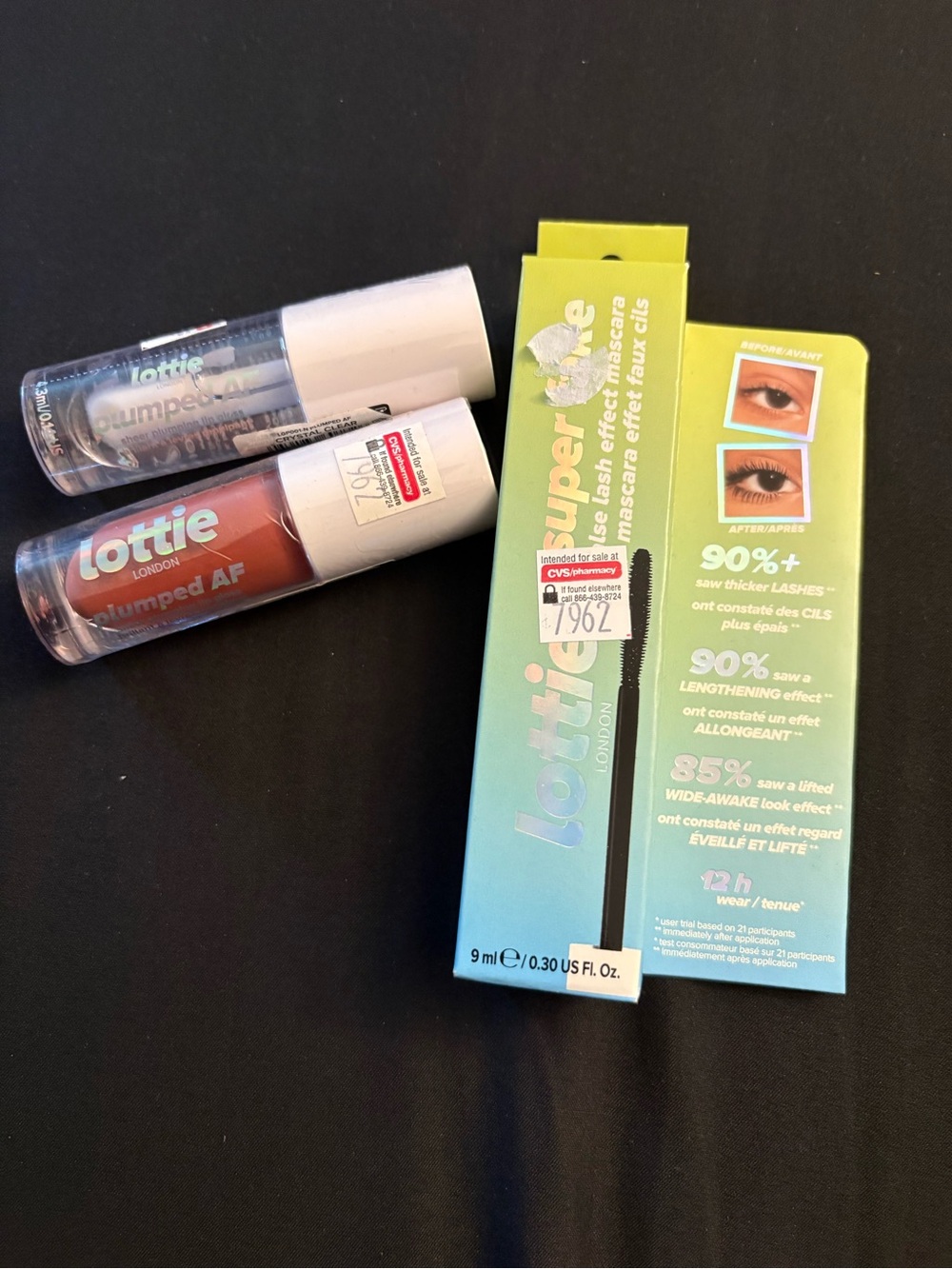 Lottie London Lip Plumped AF & Super Fake Mascara in black NEW in Packaging
